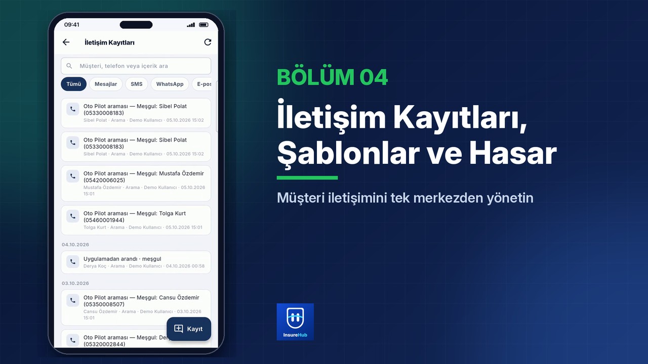 İletişim Kayıtları, Şablonlar ve Hasar | InsureHub Eğitim #04